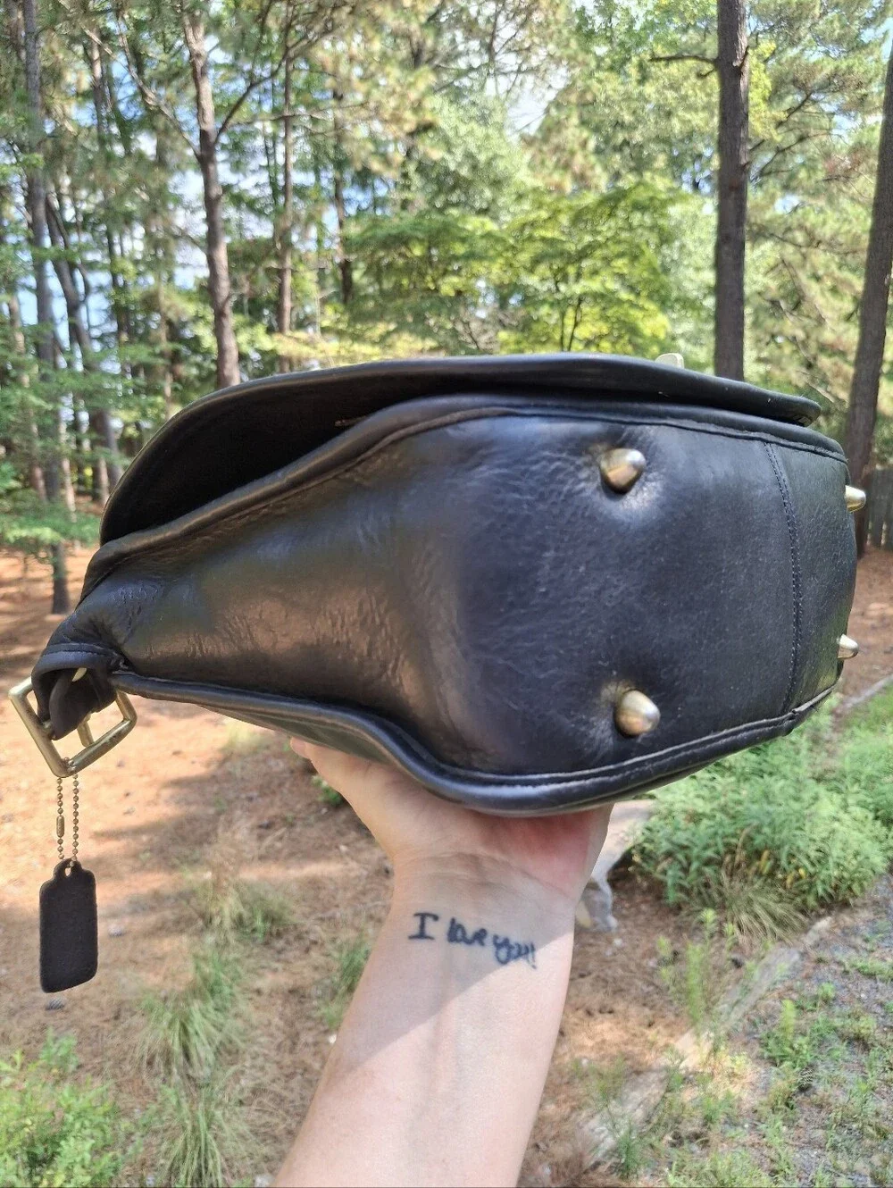 Vintage 1970's Coach Black Leather Stewardess Bag Made In NYC # 9525